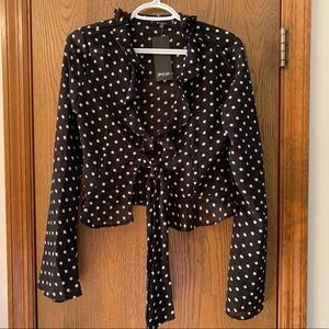 Nasty Gal Tie Front Long Sleeve Blouse